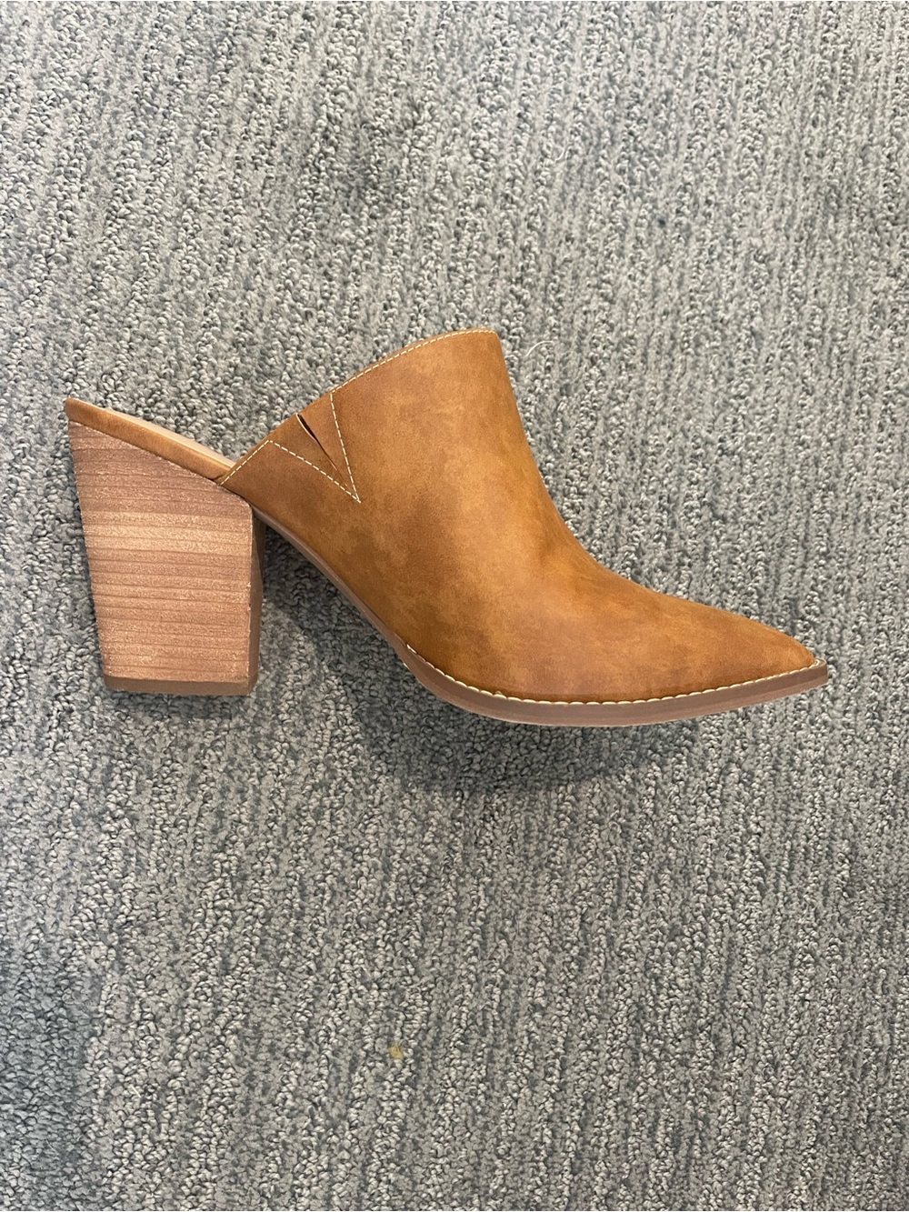 Abound Camel/Tan Suede Pointed Block Heel Mule